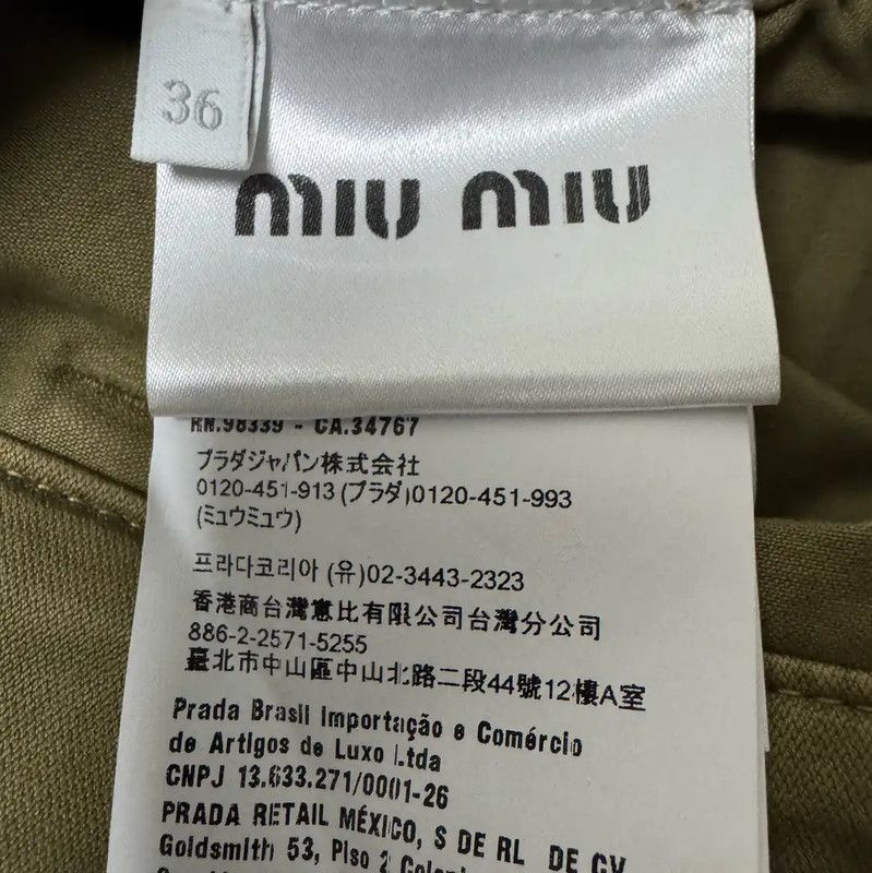 Miu Miu Miu Miu Olive Green Cotton Skirt for Women 0089 Size 23" - 5 Thumbnail