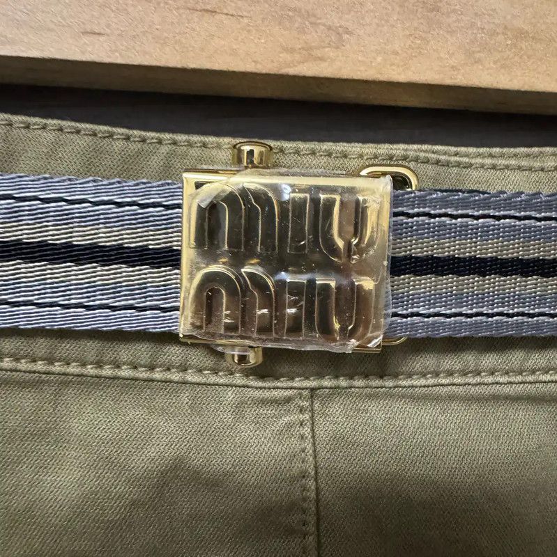 Miu Miu Miu Miu Olive Green Cotton Skirt for Women 0089 Size 23" - 3 Thumbnail