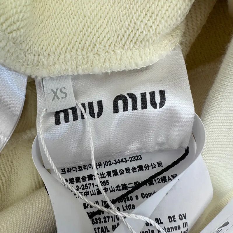 Miu Miu Miu Miu Cream Cotton Women's Hoodie 0089 Size S / US 4 / IT 40 - 4 Thumbnail