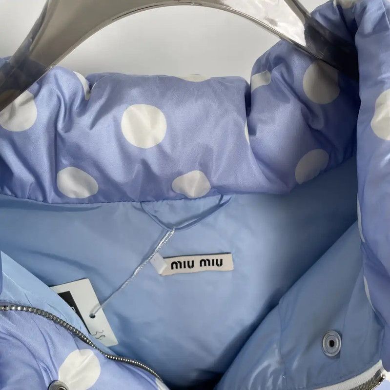 Miu Miu Miu Miu Winter Blue Polka Dot Down Jacket 0089 Size M / US 6-8 / IT 42-44 - 6 Thumbnail