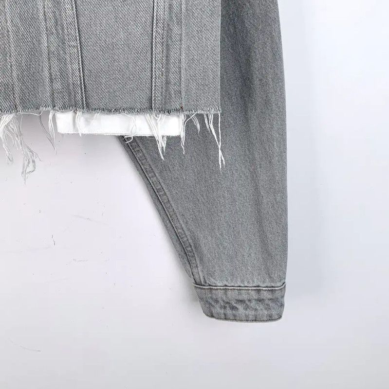 Miu Miu Miu Miu Gray Cropped Cotton Jacket for Women 0089 Size XS / US 0-2 / IT 36-38 - 4 Thumbnail