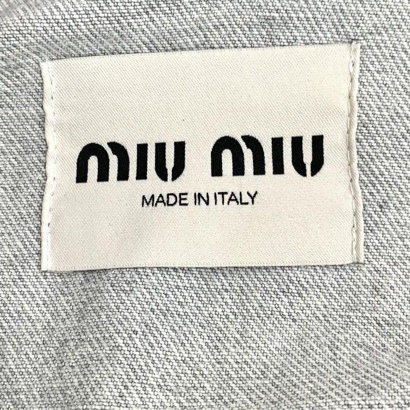 Miu Miu Miu Miu Gray Cropped Cotton Jacket for Women 0089 Size XS / US 0-2 / IT 36-38 - 5 Thumbnail