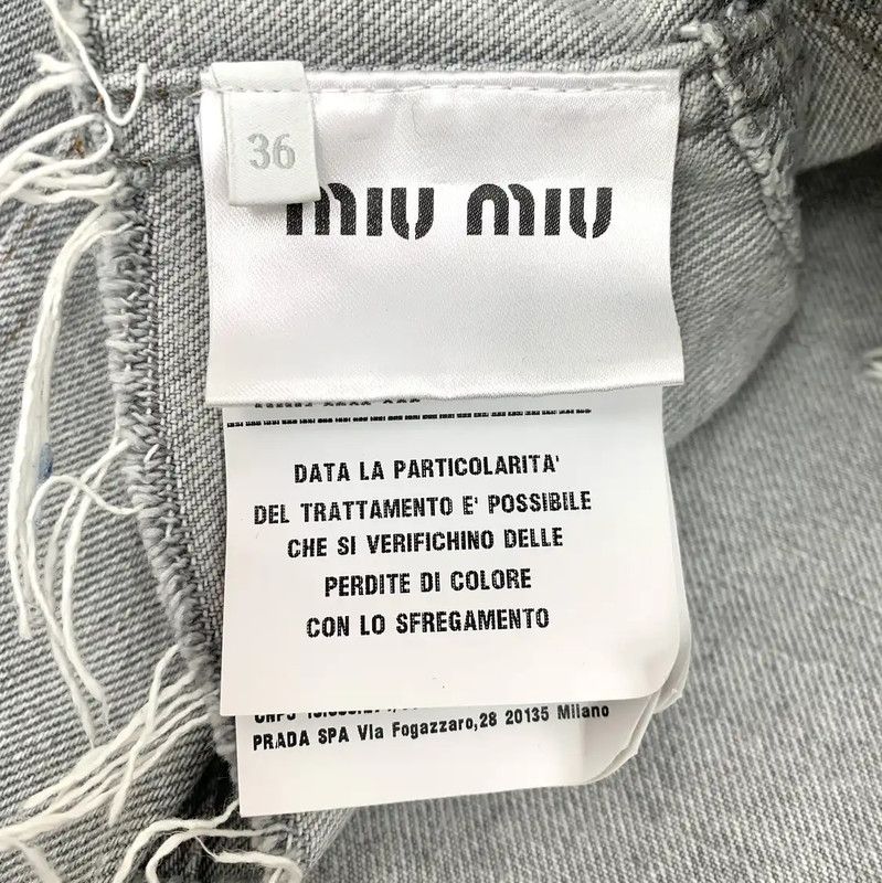 Miu Miu Miu Miu Gray Cropped Cotton Jacket for Women 0089 Size XS / US 0-2 / IT 36-38 - 6 Thumbnail