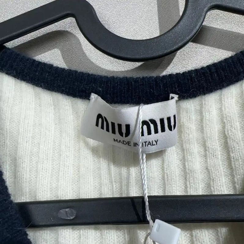 Miu Miu Miu Miu White Cotton Blend Pullover Sweater 0089 Size ONE SIZE - 4 Thumbnail