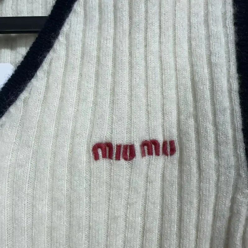 Miu Miu Miu Miu White Cotton Blend Pullover Sweater 0089 Size ONE SIZE - 3 Thumbnail