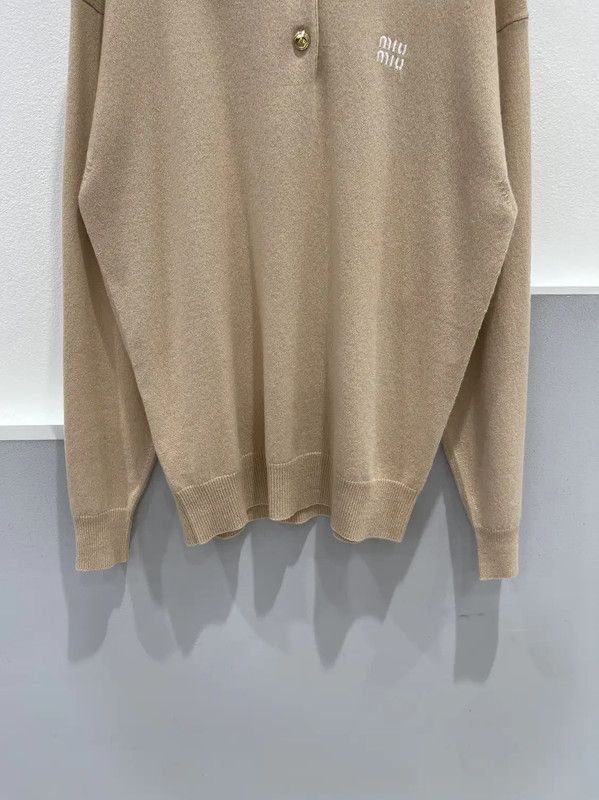 Miu Miu Miu Miu Beige Cashmere Long Sleeve Pullover 0089 Size ONE SIZE - 4 Thumbnail