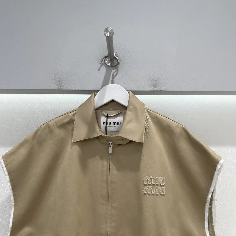 Miu Miu Miu Miu Summer Beige Logo Women's Jacket 0089 Size ONE SIZE - 3 Thumbnail