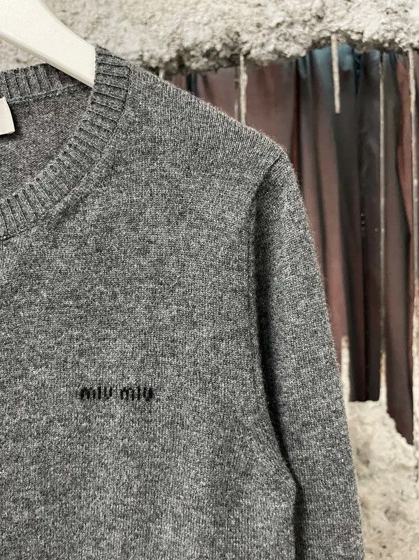 Miu Miu Miu Miu Gray Wool Long Sleeve Cardigan for Women 0089 Size ONE SIZE - 5 Thumbnail