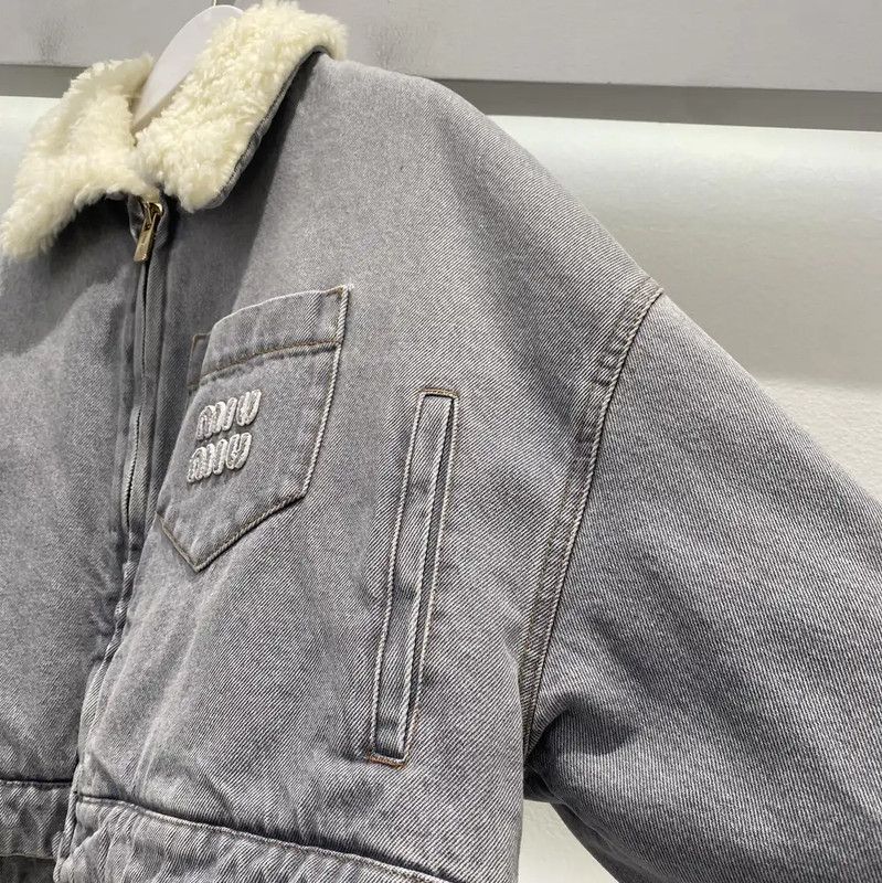 Miu Miu Miu Miu Winter Gray Nylon Jacket with Logo 0089 Size ONE SIZE - 10 Thumbnail