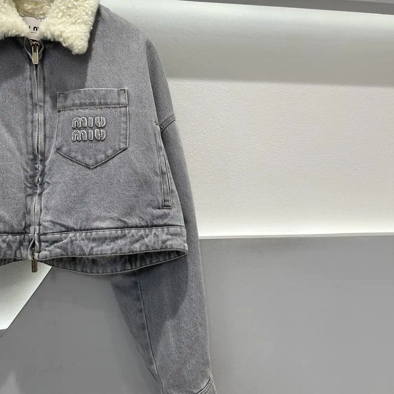 Miu Miu Miu Miu Winter Gray Nylon Jacket with Logo 0089 Size ONE SIZE - 4 Thumbnail