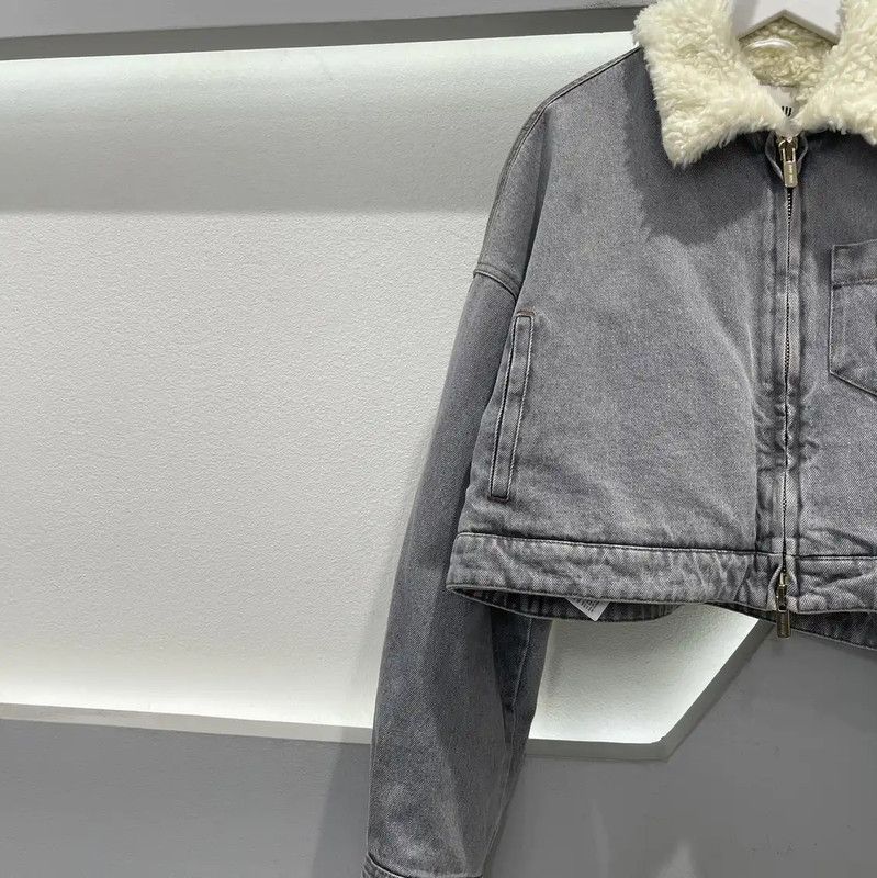 Miu Miu Miu Miu Winter Gray Nylon Jacket with Logo 0089 Size ONE SIZE - 3 Thumbnail
