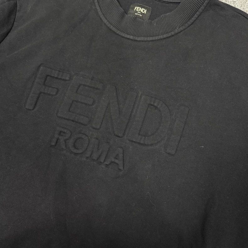 Fendi Fendi Black Logo Embossed Long Sleeve Sweatshirt - dmc Size US L / EU 52-54 / 3 - 3 Thumbnail