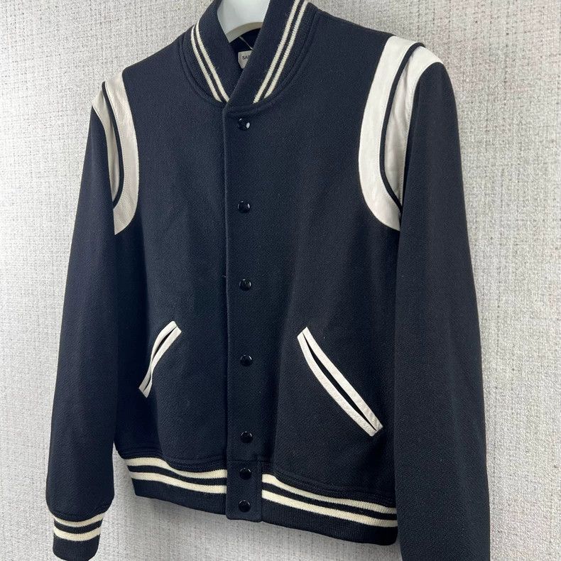 Saint Laurent Paris Saint Laurent Striped Varsity Jacket - dmc Size US L / EU 52-54 / 3 - 2 Thumbnail