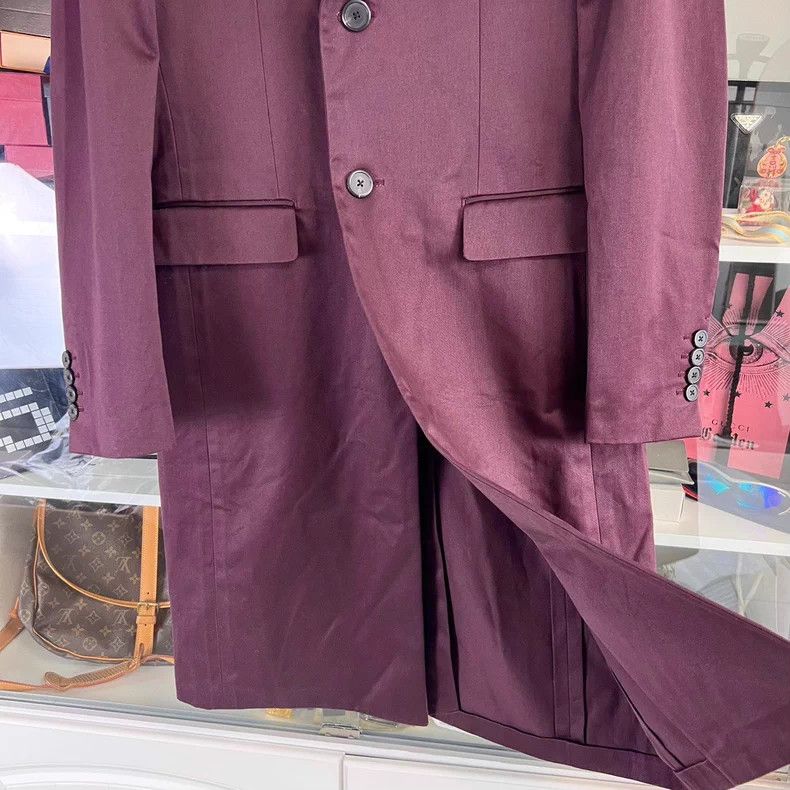 Prada Prada Men's Burgundy Long Coat - dmc Size US XL / EU 56 / 4 - 4 Thumbnail