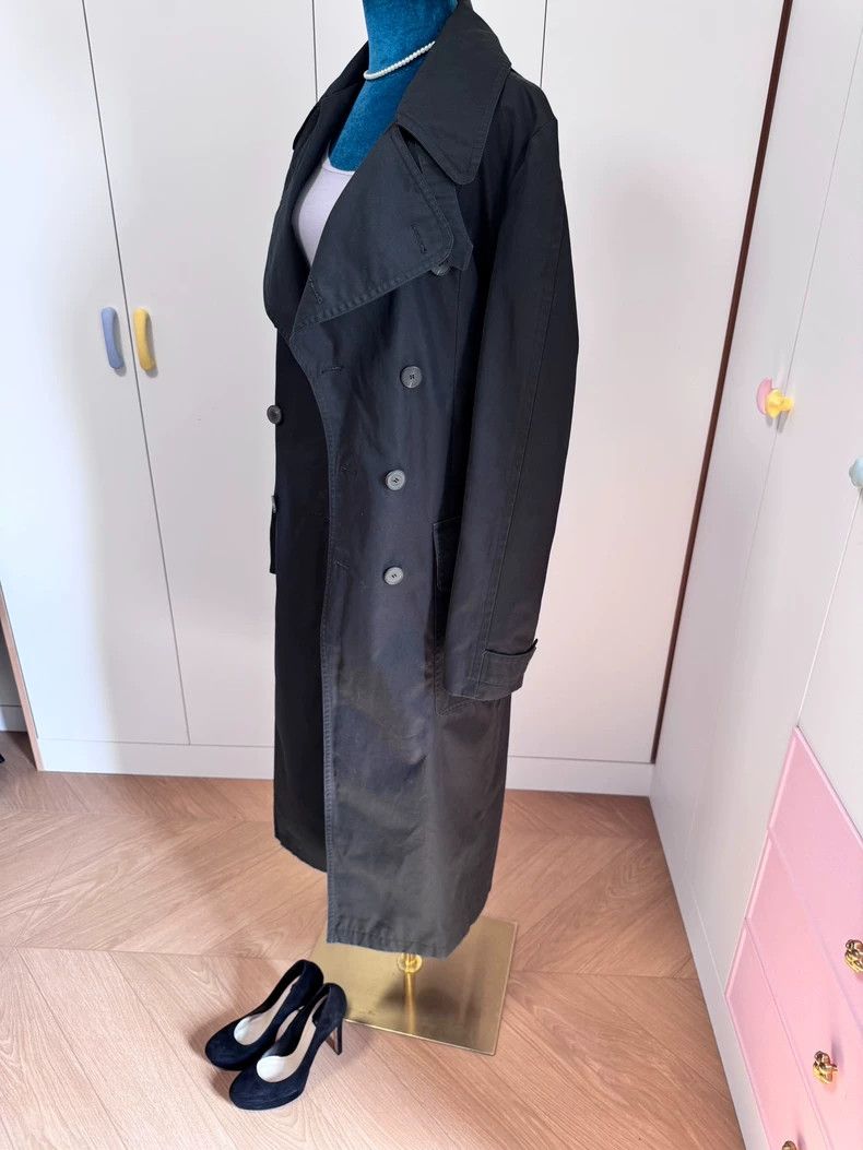Yves Saint Laurent YSL Black Double-Breasted Trench Coat - dmc Size US XL / EU 56 / 4 - 2 Thumbnail