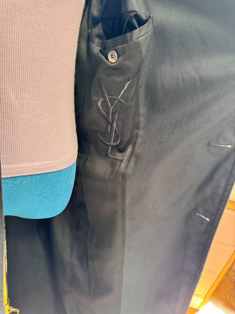 Yves Saint Laurent YSL Black Double-Breasted Trench Coat - dmc Size US XL / EU 56 / 4 - 3 Thumbnail