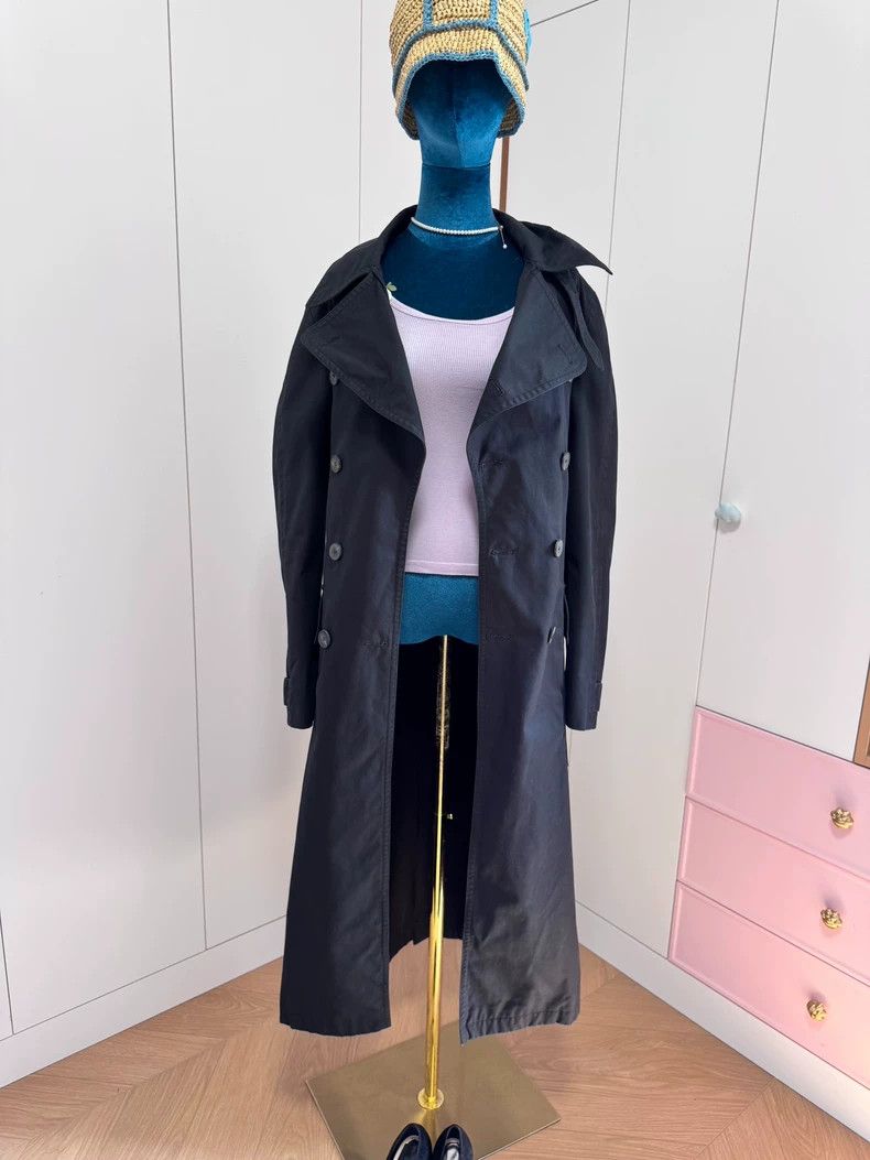 Yves Saint Laurent YSL Black Double-Breasted Trench Coat - dmc Size US XL / EU 56 / 4 - 7 Thumbnail