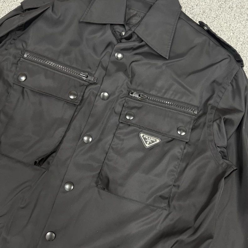 Prada Prada Black Triangle Logo Nylon Shirt Jacket - dmc Size US S / EU 44-46 / 1 - 3 Thumbnail