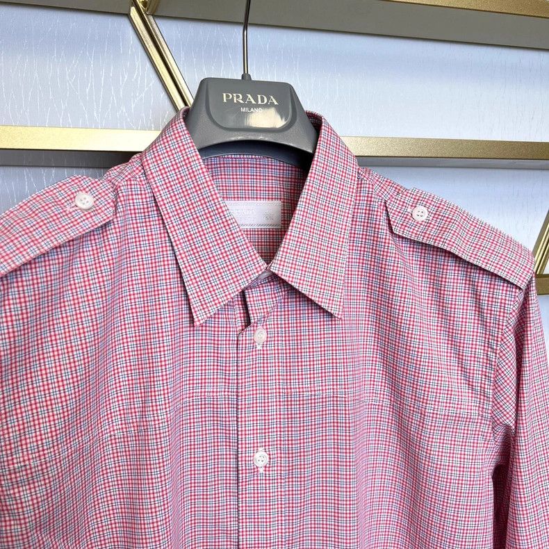 Prada PRADA Men's Long Sleeve Check Shirt - dmc Size US L / EU 52-54 / 3 - 3 Thumbnail
