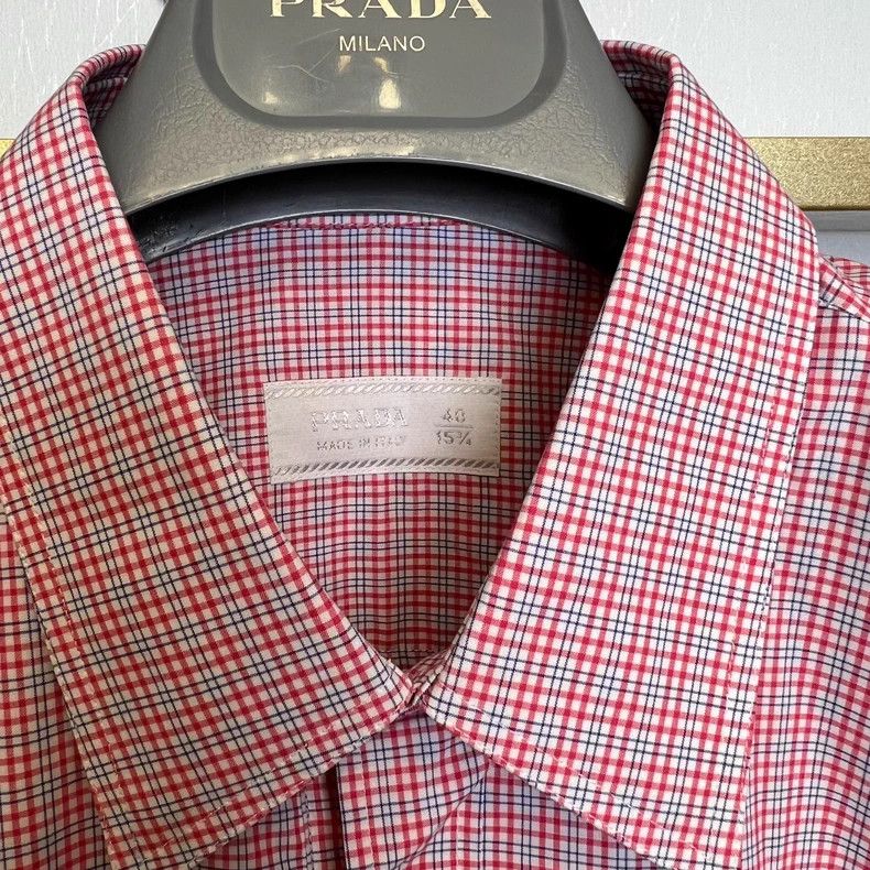 Prada PRADA Men's Long Sleeve Check Shirt - dmc Size US L / EU 52-54 / 3 - 2 Thumbnail