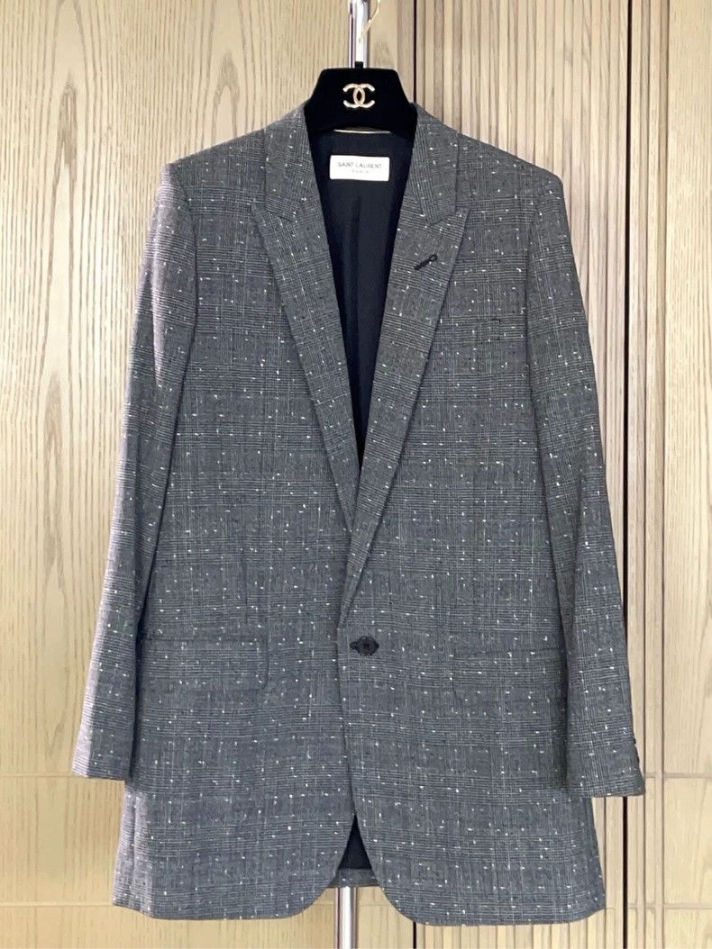Saint Laurent Paris SAINT LAURENT Gray Plaid Wool Blazer - dmc Size US XXS / EU 40 - 4 Thumbnail