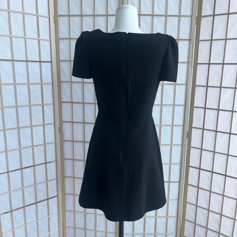 Yves Saint Laurent YSL A9563 Black Short Sleeve Dress - dmc Size US XS / EU 42 / 0 - 2 Thumbnail