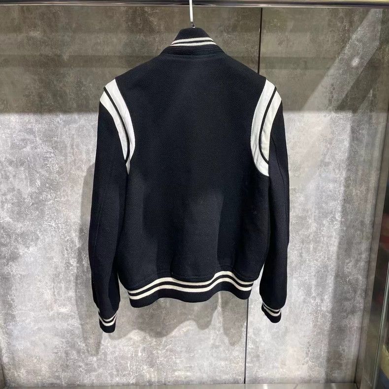 Saint Laurent Paris SLP Sheepskin Black White Varsity Jacket - dmc Size US S / EU 44-46 / 1 - 2 Thumbnail