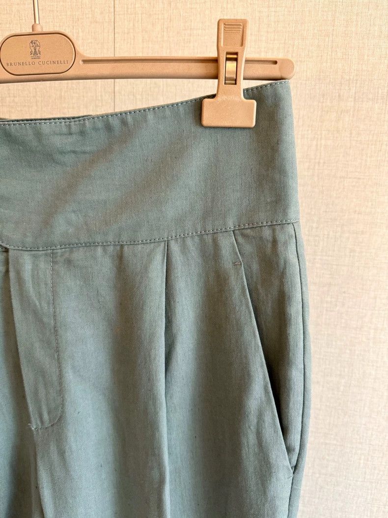 Brunello Cucinelli Brunello Cucinelli Cotton-Linen Wide Waistband Pants - dmc Size US 31 - 3 Thumbnail