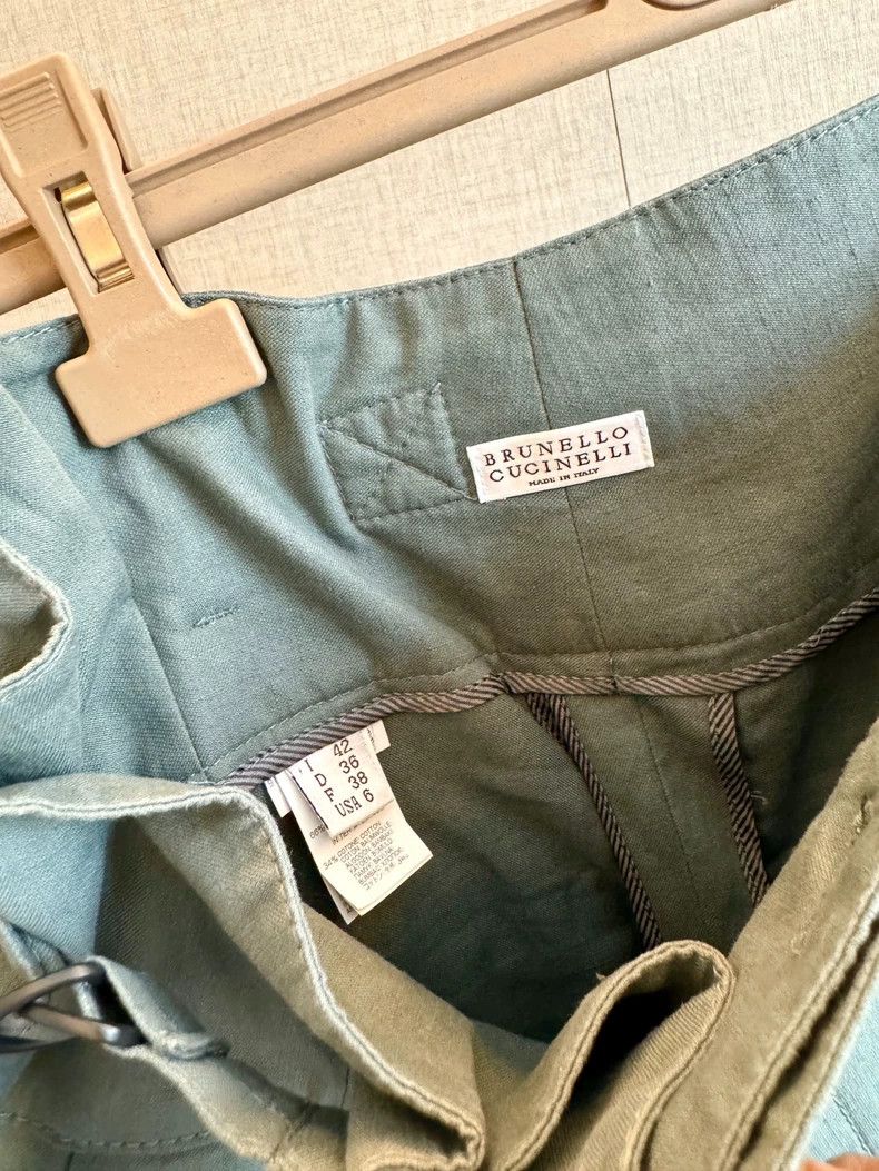 Brunello Cucinelli Brunello Cucinelli Cotton-Linen Wide Waistband Pants - dmc Size US 31 - 5 Thumbnail