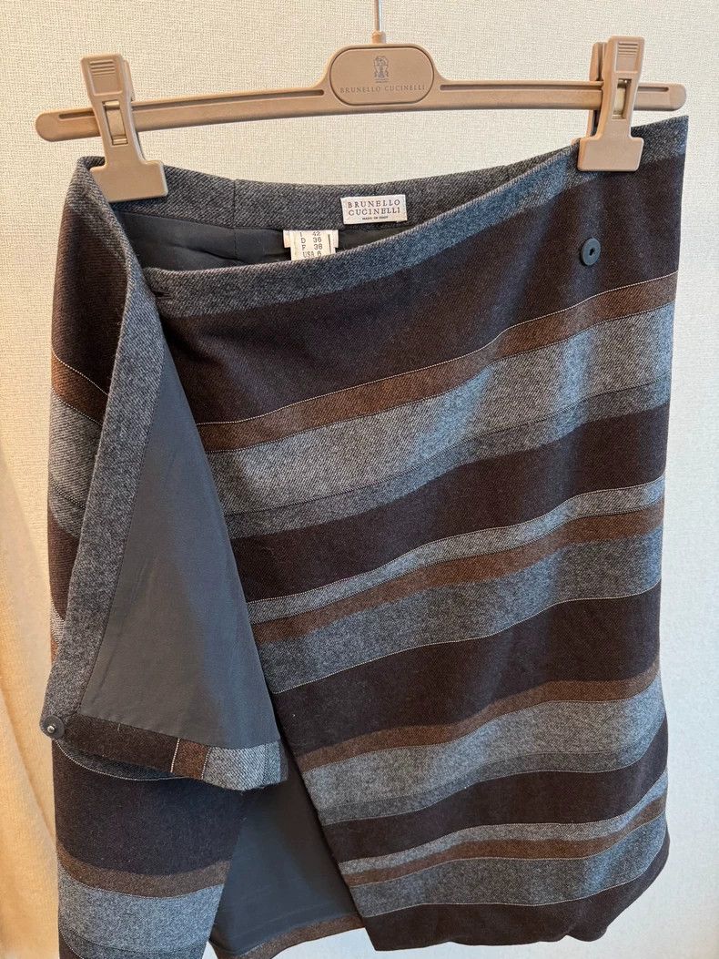 Brunello Cucinelli Brunello Cucinelli Striped Wool Skirt - dmc Size US 31 - 4 Thumbnail