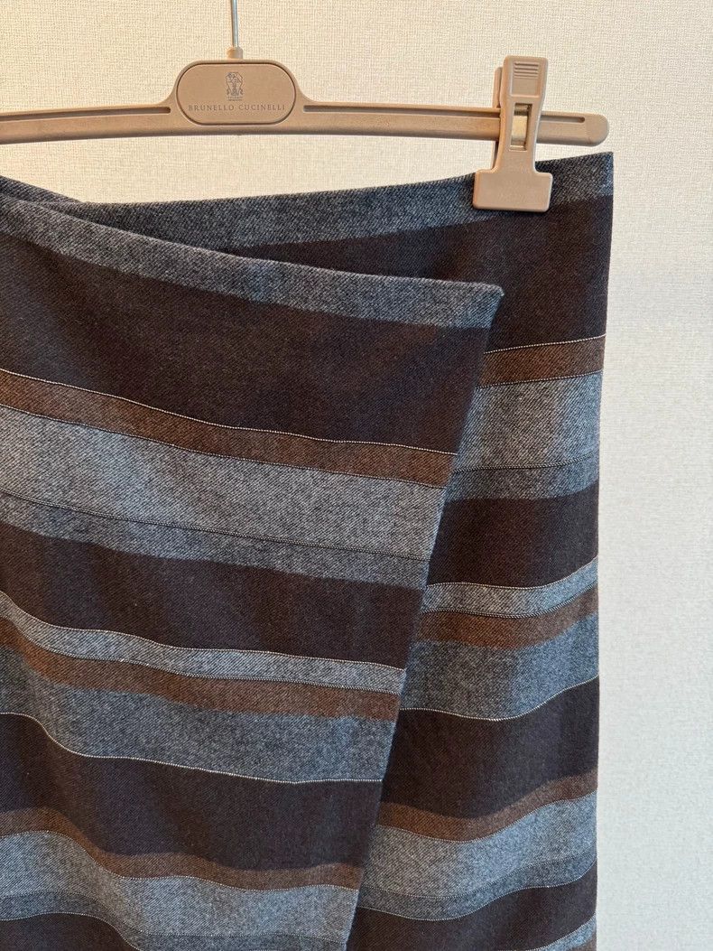 Brunello Cucinelli Brunello Cucinelli Striped Wool Skirt - dmc Size US 31 - 2 Thumbnail