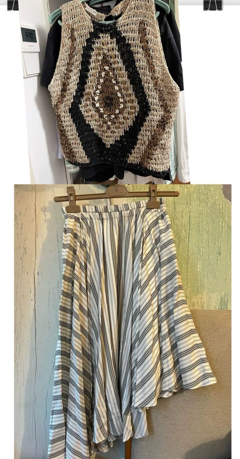 Brunello Cucinelli Brunello Cucinelli Silk Striped Skirt - dmc Size US 38 / EU 54 - 4 Thumbnail