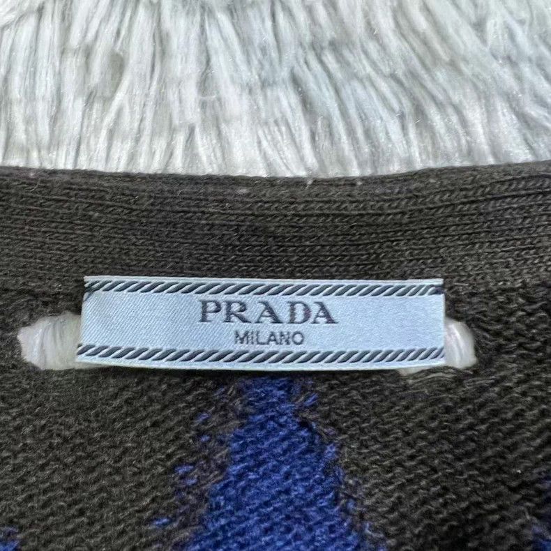 Prada Prada Blue Checkered Knit Cardigan - dmc Size US S / EU 44-46 / 1 - 3 Thumbnail