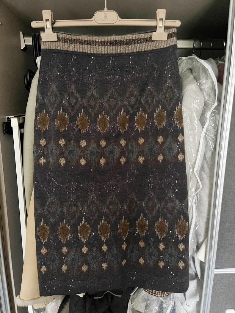Brunello Cucinelli Brunello Cucinelli Sequin Wool Skirt - dmc Size US 34 / EU 50 - 2 Thumbnail