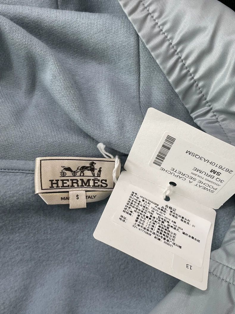 Hermes Hermes Blue Paneled Hooded Sweatshirt - dmc Size US S / EU 44-46 / 1 - 4 Thumbnail