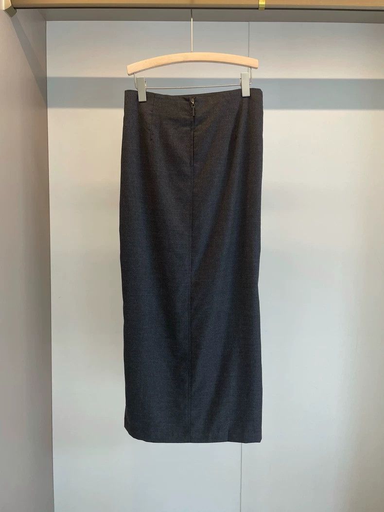 Brunello Cucinelli Brunello Cucinelli Gray Wool Long Skirt - dmc Size US 38 / EU 54 - 2 Thumbnail