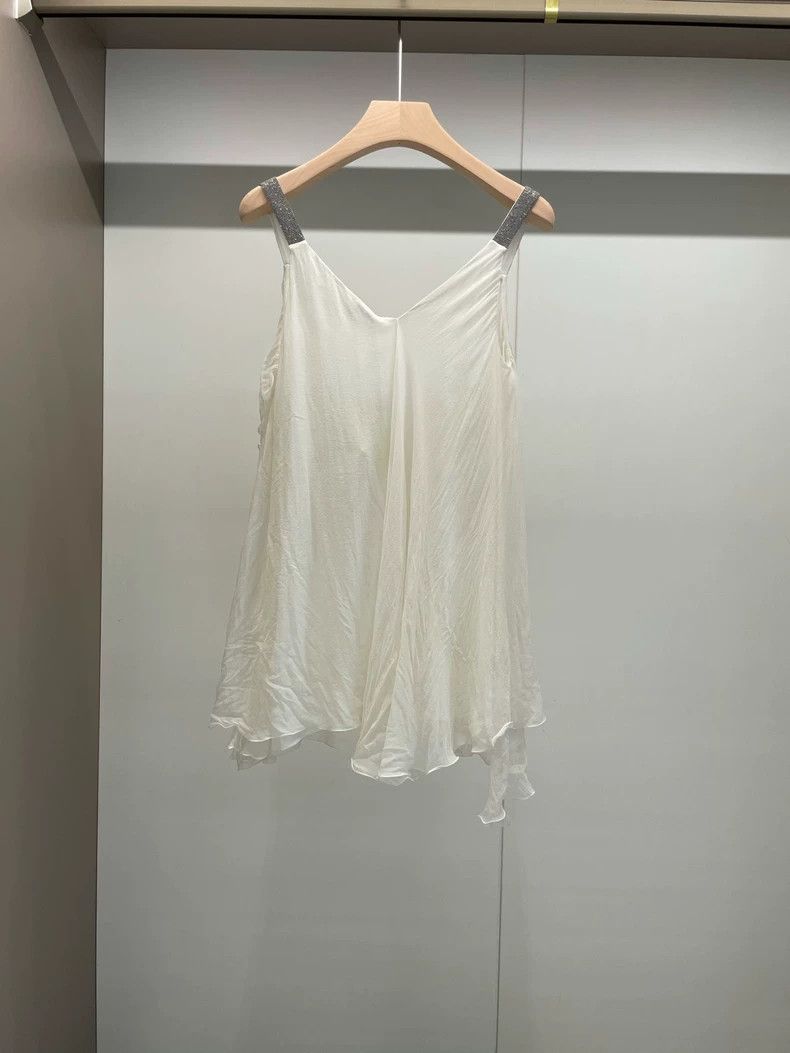 Brunello Cucinelli Brunello Cucinelli Beige Sleeveless Top S - dmc Size US S / EU 44-46 / 1 - 2 Thumbnail