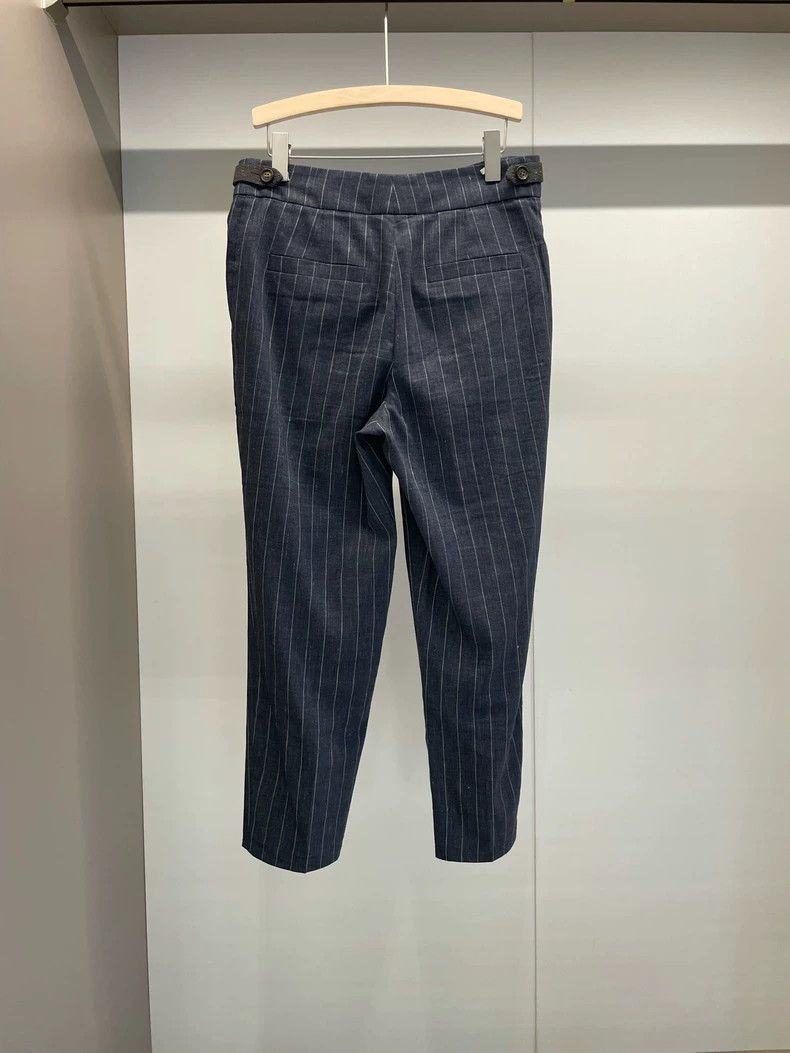 Brunello Cucinelli Brunello Cucinelli Blue Striped Linen Pants - dmc Size US 36 / EU 52 - 2 Thumbnail