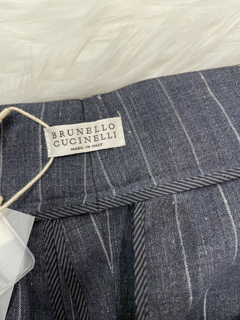 Brunello Cucinelli Brunello Cucinelli Blue Striped Linen Pants - dmc Size US 36 / EU 52 - 5 Thumbnail