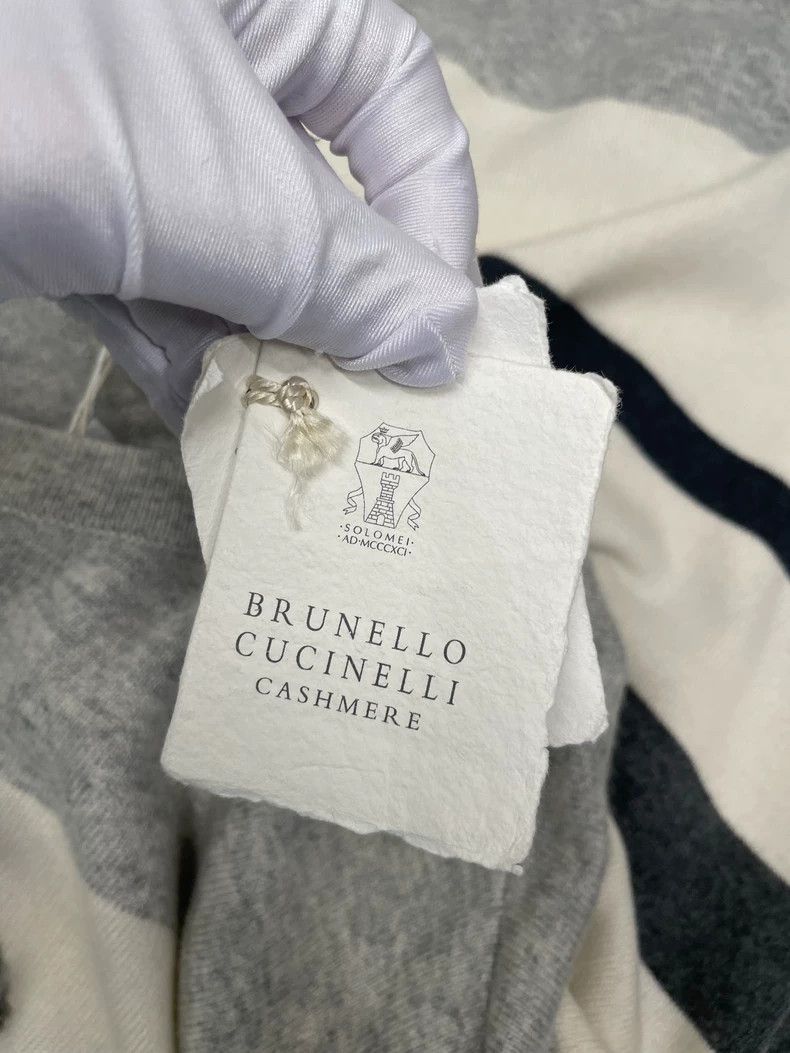 Brunello Cucinelli Brunello Cucinelli Striped Cashmere Sweater - dmc Size US M / EU 48-50 / 2 - 3 Thumbnail