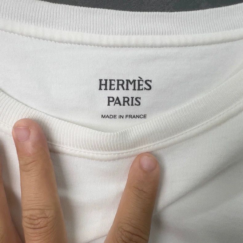 Hermes HERMES Embroidered Pocket White T-shirt - dmc Size S / US 4 / IT 40 - 3 Thumbnail