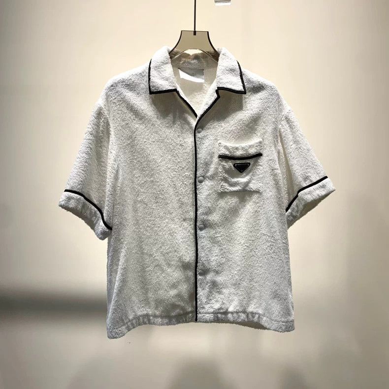 Prada Prada Striped Logo Terry Cloth Shirt - dmc Size US L / EU 52-54 / 3 - 2 Thumbnail