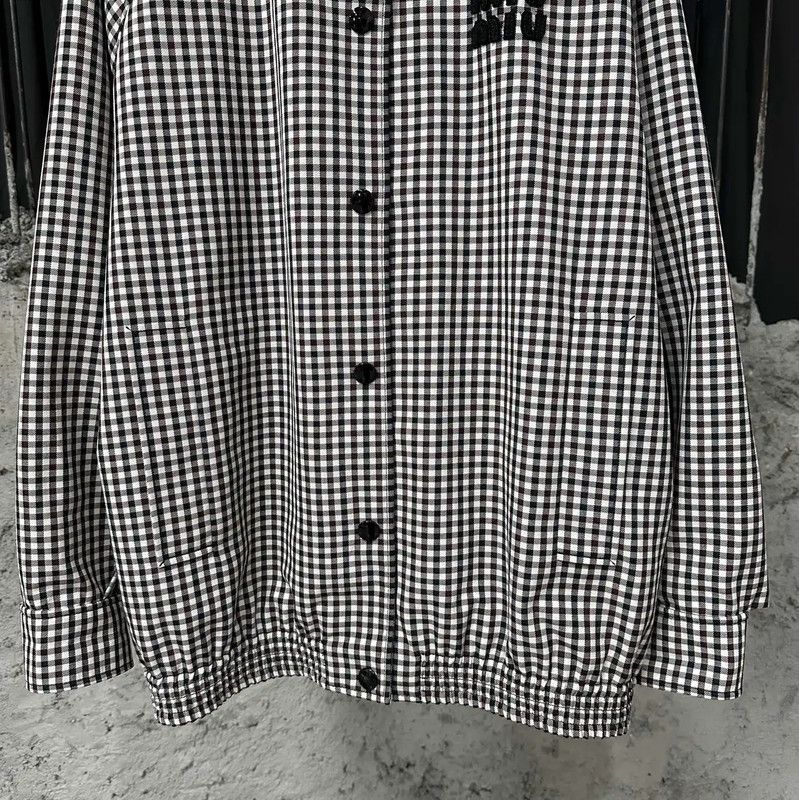 Miu Miu Miu Miu Checked Logo Women’s Jacket 0089 Size ONE SIZE - 4 Thumbnail