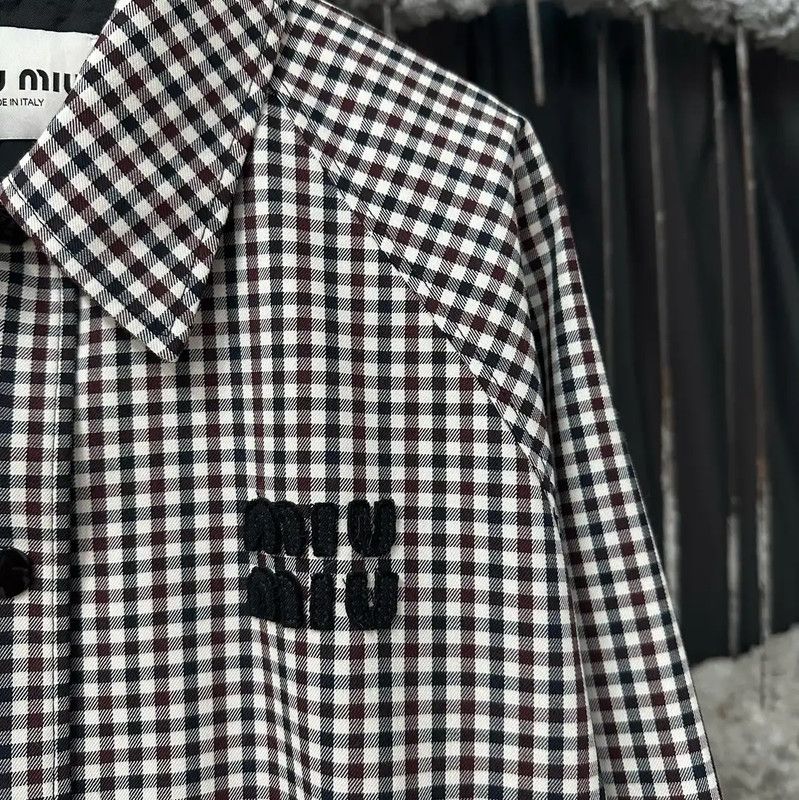Miu Miu Miu Miu Checked Logo Women’s Jacket 0089 Size ONE SIZE - 5 Thumbnail