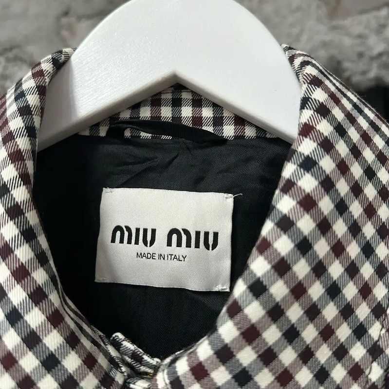 Miu Miu Miu Miu Checked Logo Women’s Jacket 0089 Size ONE SIZE - 6 Thumbnail