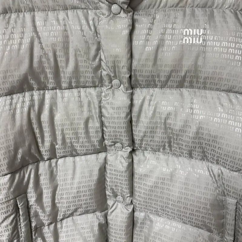 Miu Miu Miu Miu Silver Nylon Women's Puffer Jacket 0089 Size L / US 10 / IT 46 - 2 Thumbnail