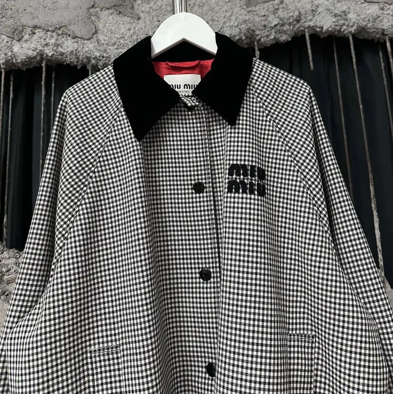 Miu Miu Miu Miu Multi-Color Logo Houndstooth Jacket 0089 Size ONE SIZE - 3 Thumbnail