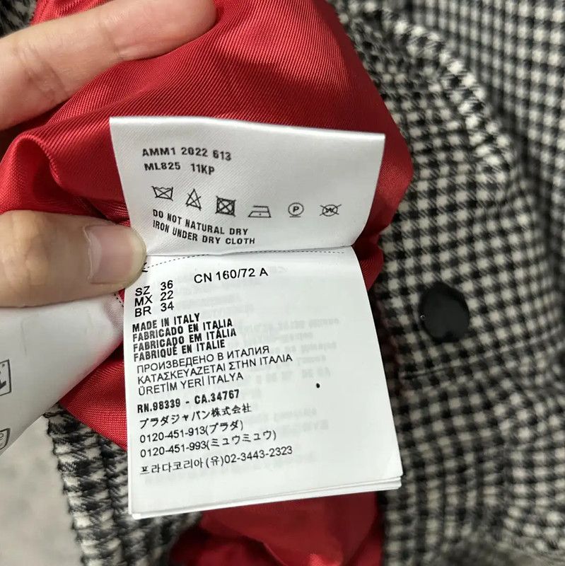 Miu Miu Miu Miu Multi-Color Logo Houndstooth Jacket 0089 Size ONE SIZE - 8 Thumbnail