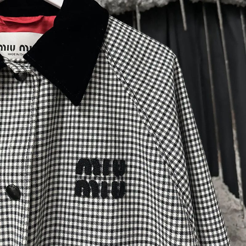 Miu Miu Miu Miu Multi-Color Logo Houndstooth Jacket 0089 Size ONE SIZE - 5 Thumbnail