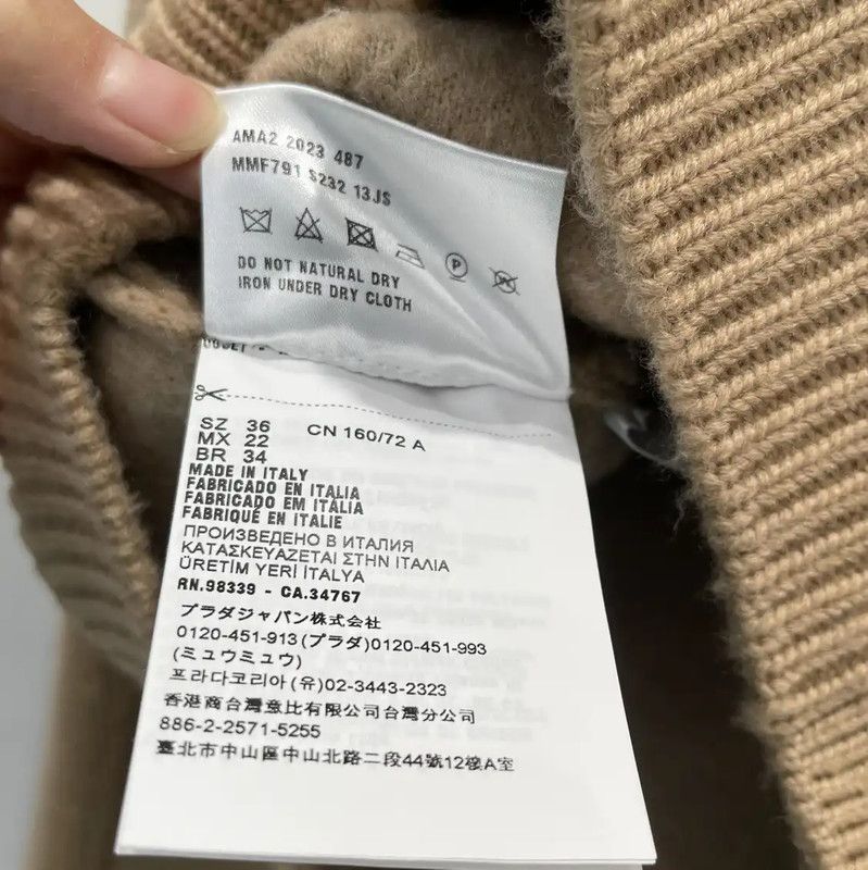 Miu Miu Miu Miu Women's Khaki Wool Cardigan with Logo 0089 Size ONE SIZE - 8 Thumbnail